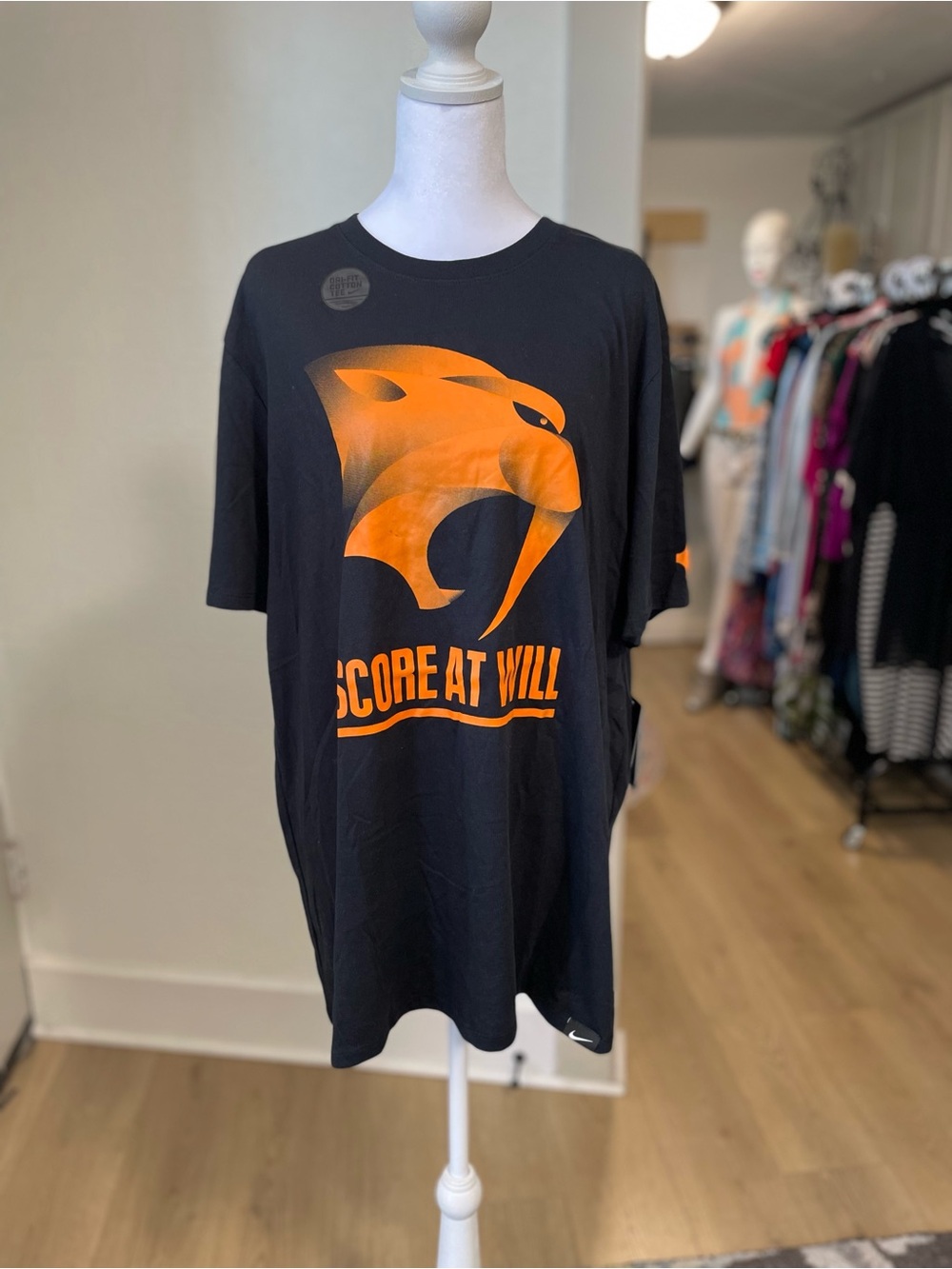 Nike Black Short-Sleeve Tee with Orange Graphic